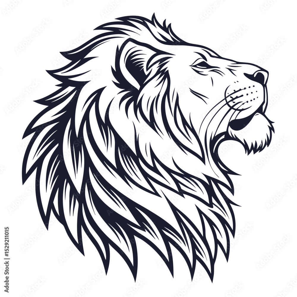Lion head illustration in detailed line art style Lion head illustration in detailed line art style