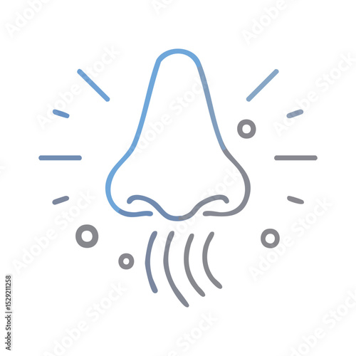 runny nose in linear isolated on white background
