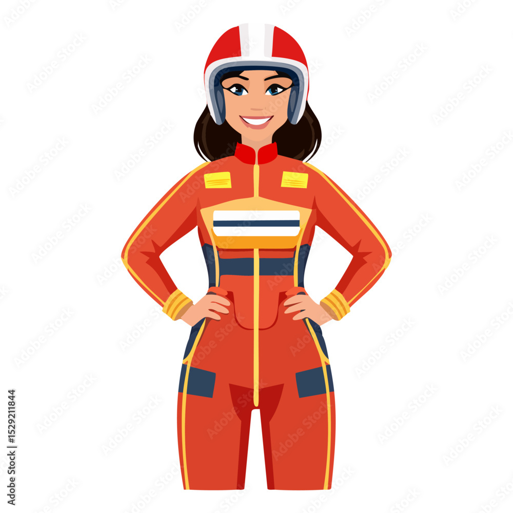 Obraz premium Vector illustration of f1 driver in helmet