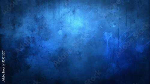 Grunge Blue Wall Texture with Scratches, Faded Stains, and Abstract Light