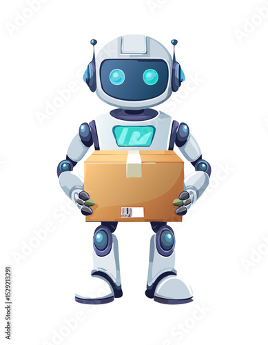 Delivery Robot Carrying a Parcel - Futuristic Logistics Illustration