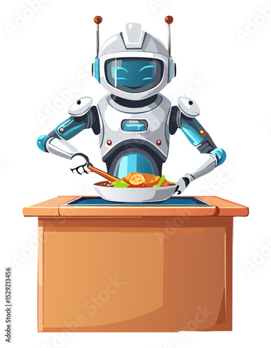 Robot Chef Cooking Healthy Meal - Futuristic AI Kitchen Concept