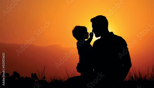 Child whispering to father at sunset, bond of love