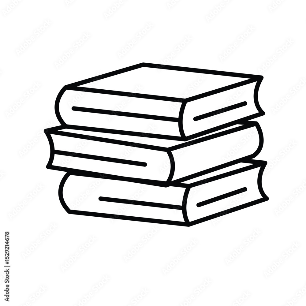 education icon. book or ebook. three stacked books. smart, learning, clever. Outline design style education icon. book or ebook. three stacked books. smart, learning, clever. Outline design style