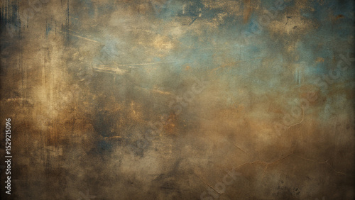 Vintage Grunge Texture with Warm Gold and Blue Tones and Worn Surface