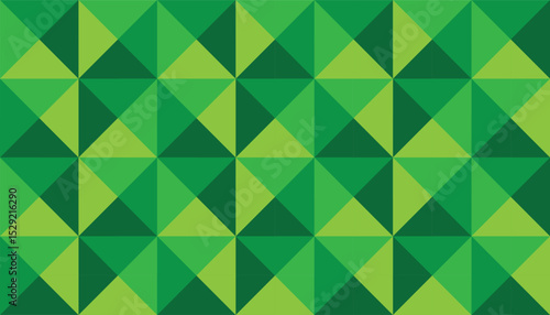 Seamless geometric vector pattern featuring layered green triangles in various shades, forming a modern and vibrant texture. Perfect for eco-friendly branding, digital backgrounds, and textile prints