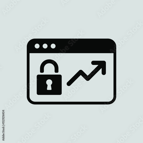 Secure website growth upward trend data protection icon