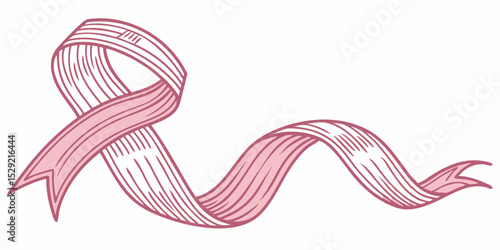 Pink Silk Fabric Ribbon Wave Pleat Flying Isolated on white Background stock illustration.
