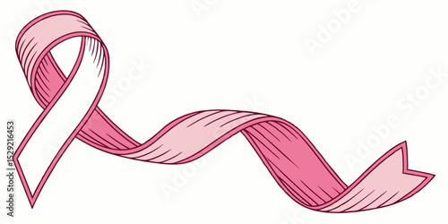 Pink Silk Fabric Ribbon Wave Pleat Flying Isolated on white Background stock illustration.