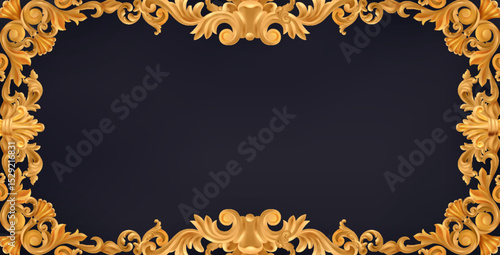 Golden Baroque Ornamented Frame Background