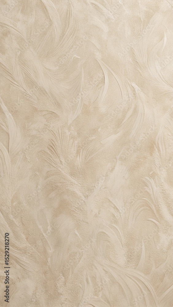 Fototapeta premium Beige Stucco Wall with Decorative Swirl Texture and Elegant Plaster Finish