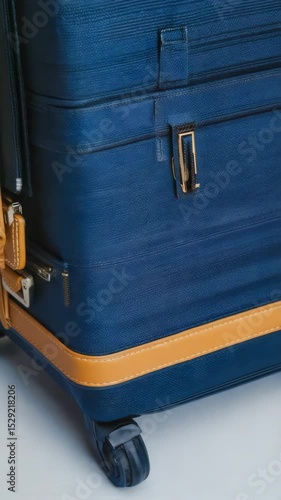Wallpaper Mural Close-Up of Large Blue Suitcase with Wheels, Travel Concept Torontodigital.ca