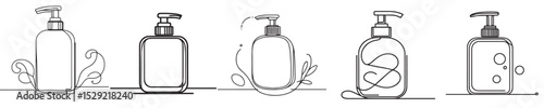 continuous line style soap bottle vector