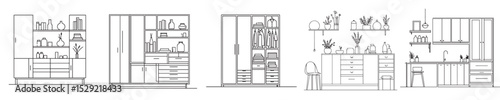 continuous line style wardrobe vector
