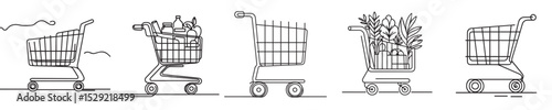 continuous line style trolley vector