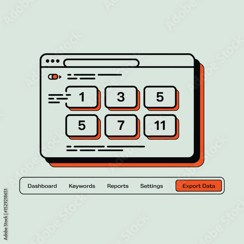 Modern webpage design featuring data export button and numerical data display