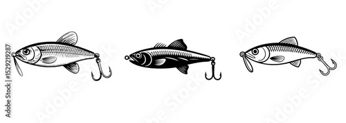 set of vintage fishing lure vector illustration