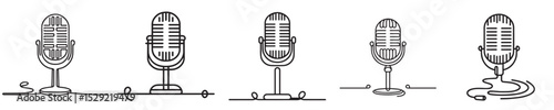 microphone vector continuous line style