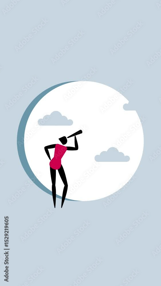 Business Woman Symbol Future Vision Window - 4K Vertical Video Seamless Loop Business Woman Symbol Future Vision Window - 4K Vertical Video Seamless Loop