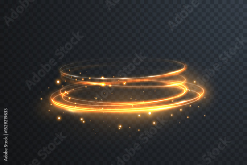Glowing vortex spins in deep cosmos. Shining golden spiral lights the void. Abstract halo ring echoes stellar wave. Luminous particles dance through eclipse aura.