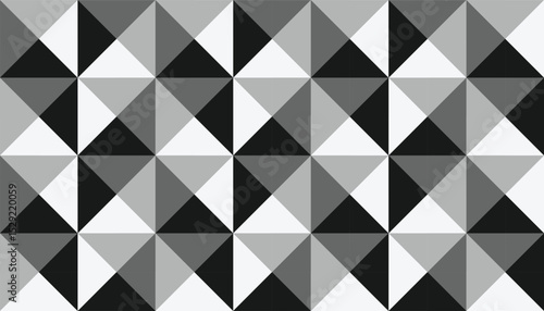 Seamless grayscale geometric vector pattern composed of triangular shapes forming a bold, modern visual texture. Perfect for backgrounds, fabric prints, packaging, and digital design