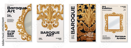 Golden Baroque Ornamented Vertical Card Set