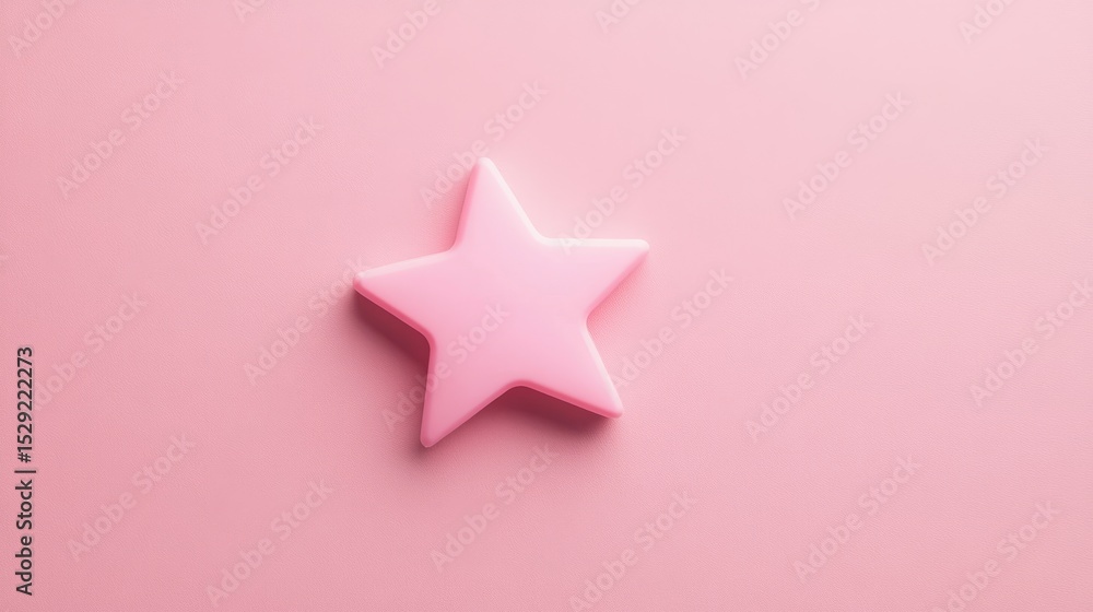 Obraz premium Cute pink star shape on soft pastel pink background, ideal for girly aesthetic wallpaper, minimalist backdrop, baby shower invitations, and whimsical greeting card designs