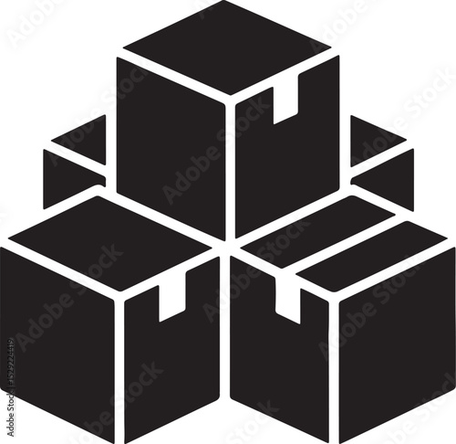 cardboard boxes silhouette, black and white silhouette, vector and illustration