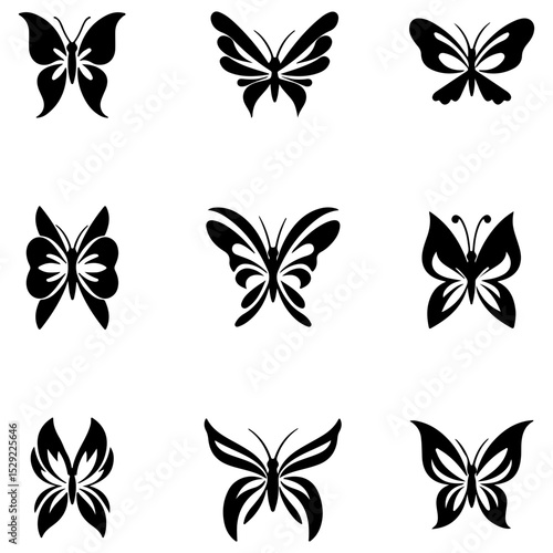 A symphony of beautiful flying butterflies; an illustrated vector collection