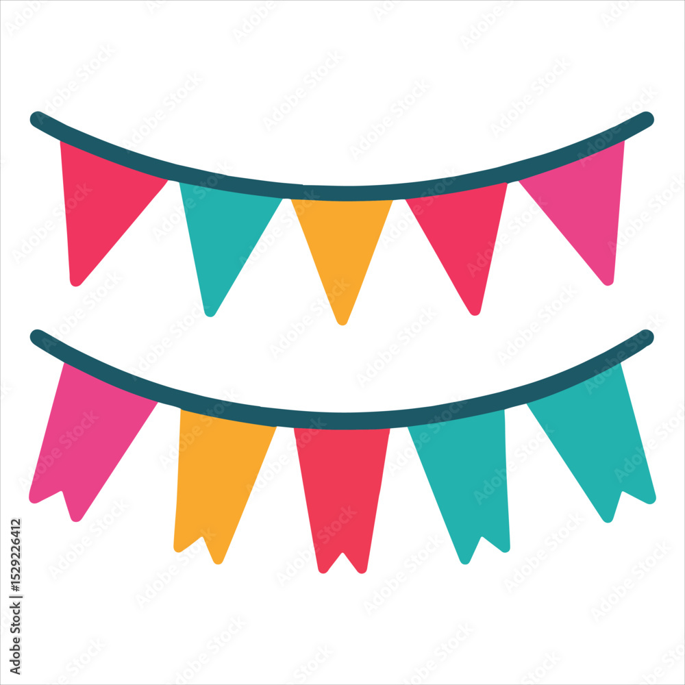 Fototapeta premium Pennant Banners illustration Vector, 50s diner clipart Design, vintage diner design sublimation 
