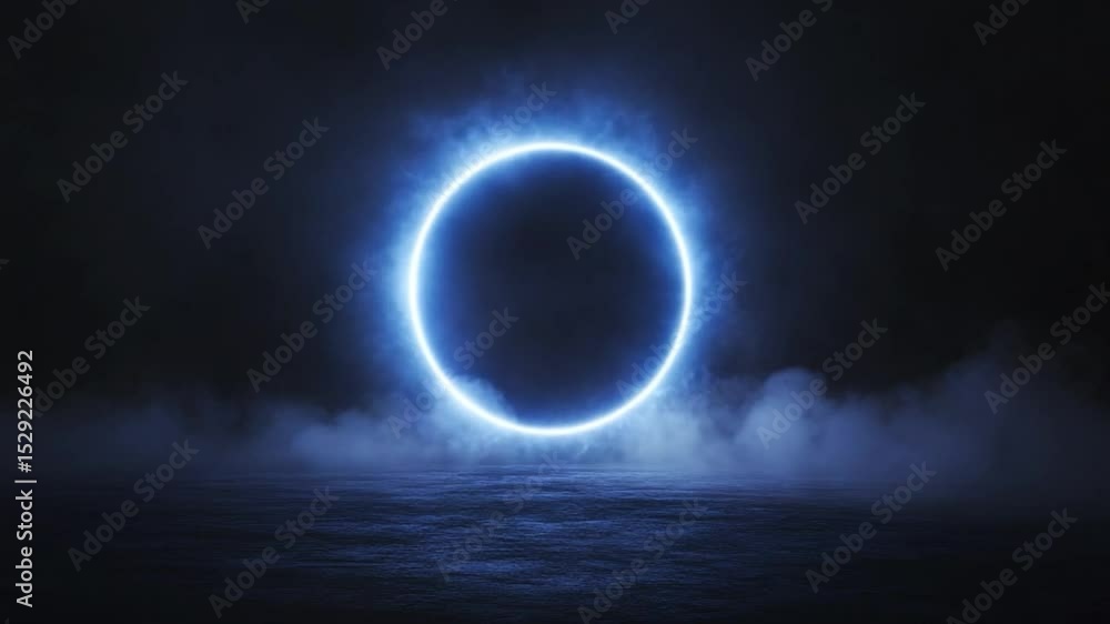 Ethereal Glow: A Mystical Neon Circle in Smoky Atmosphere Ethereal Glow: A Mystical Neon Circle in Smoky Atmosphere