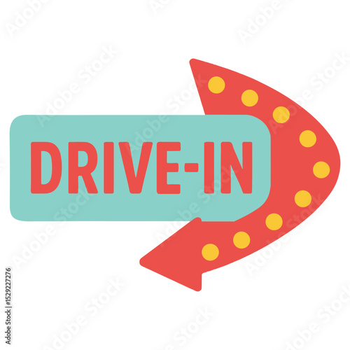 Drive In Sign illustration Vector, 50s diner clipart Design, vintage diner design sublimation

