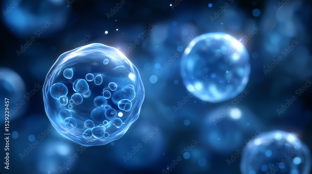 Fototapeta premium Scientific Art of Microscopic Exosomes in Biotechnology Environment