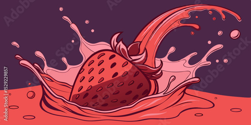 A beautiful, elegant splash of red liquid. 3d illustration, 3d rendering stock photo in red and purple background