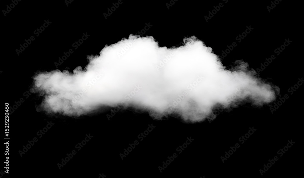 Isolated White Fluffy Cumulus Cloud On Black Background Isolated White Fluffy Cumulus Cloud On Black Background