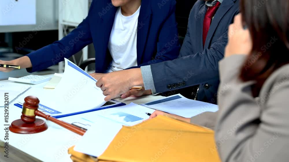 Business and Male lawyer or judge consult having team meeting with client, Law and Legal services concept. Business and Male lawyer or judge consult having team meeting with client, Law and Legal services concept.