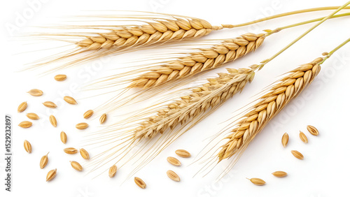 wheat ears on white background