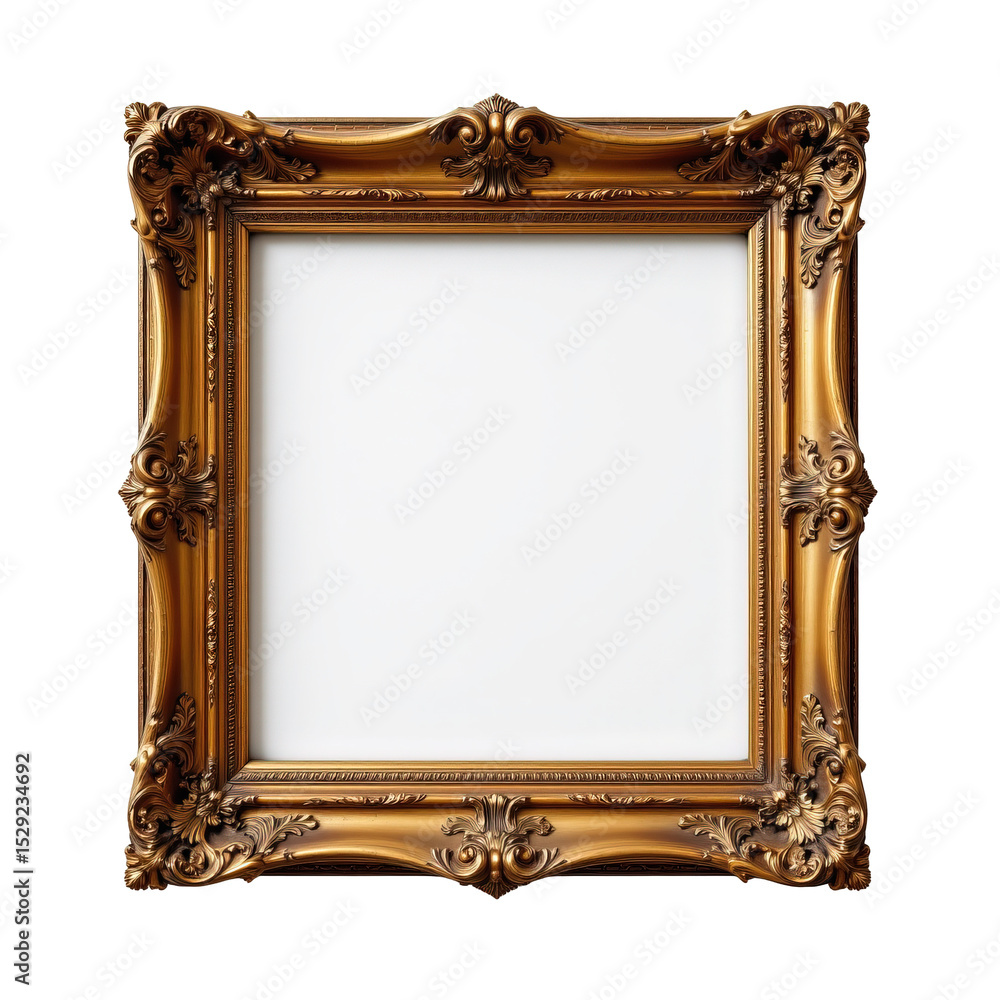 Ornate Antique Gold Picture Frame with Blank Space for Art or Photos in Elegant Design Ornate Antique Gold Picture Frame with Blank Space for Art or Photos in Elegant Design