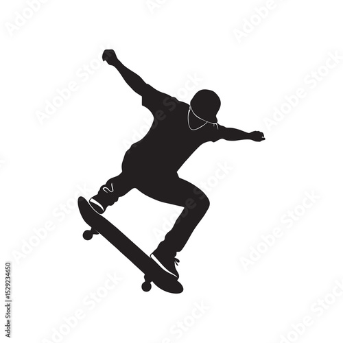 vector silhouette of a child skateboarding