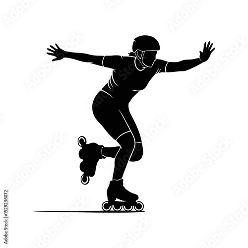 vector silhouette of a roller skater athlete in action