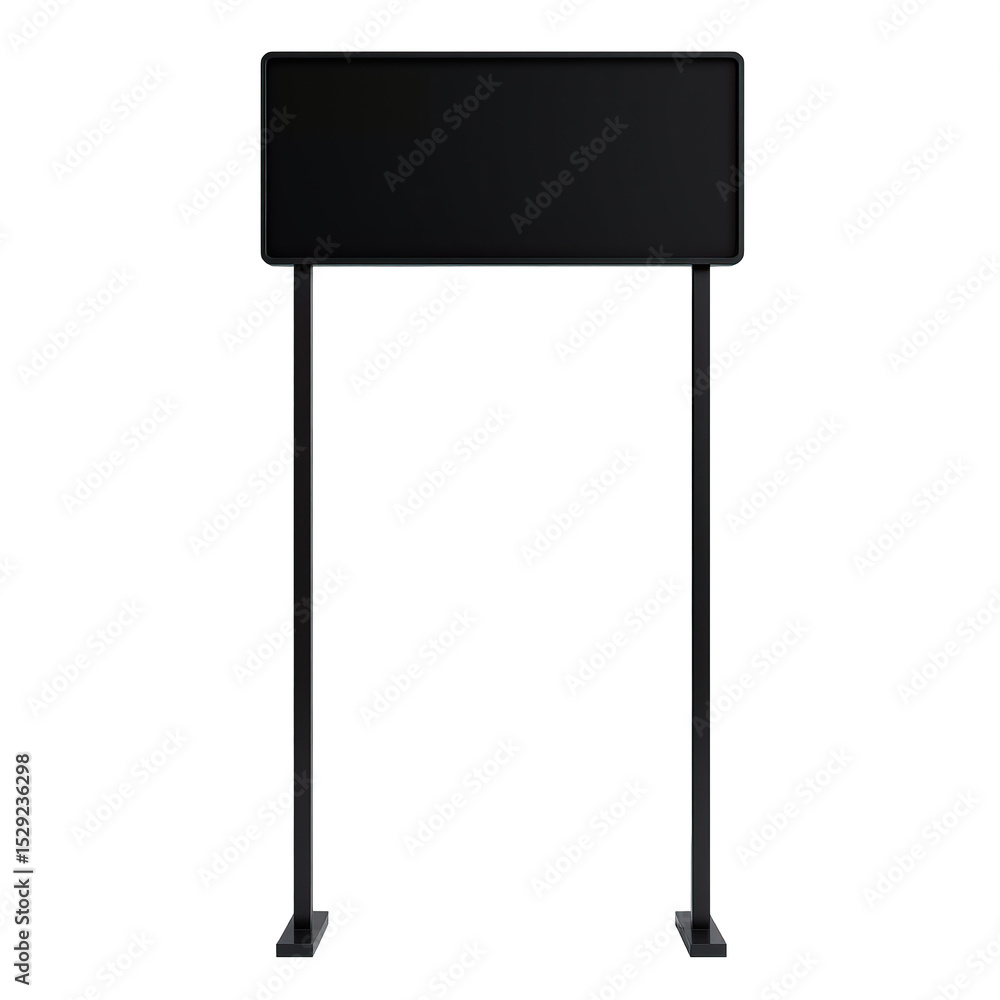 Obraz premium Blank Vertical Sign on Metal Frame Suitable for Custom Messages in Outdoor and Indoor Settings