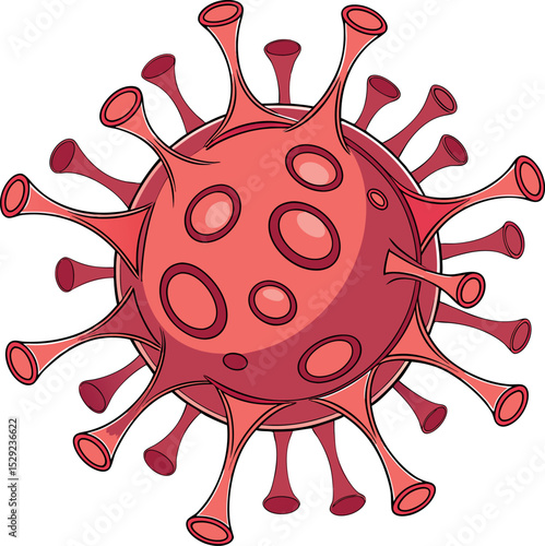 COVID graphic symbol in flat design, used in pandemic alerts, science visuals, and public health content.