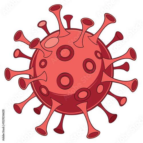 Stylized COVID virus icon, clean vector design for medical use, safety signage, and digital content.