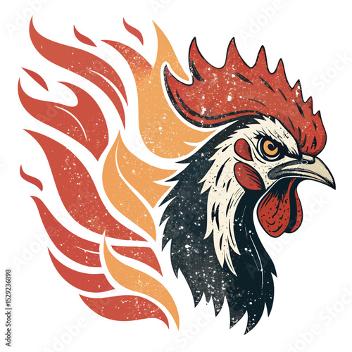 Wallpaper Mural Fiery rooster with intensely sharp eyes,  flaming plumage, detailed rendering, dynamic pose,  digital painting. Torontodigital.ca