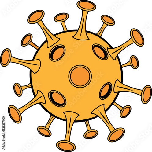 COVID-19 coronavirus icon in flat design, representing viral structure for health, awareness, or medical graphics.