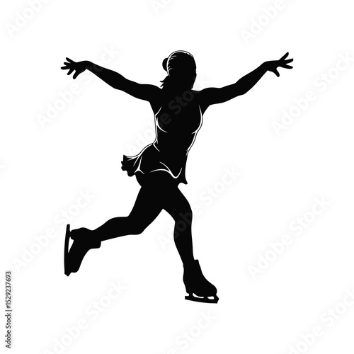 vector silhouette of a female roller skater performing