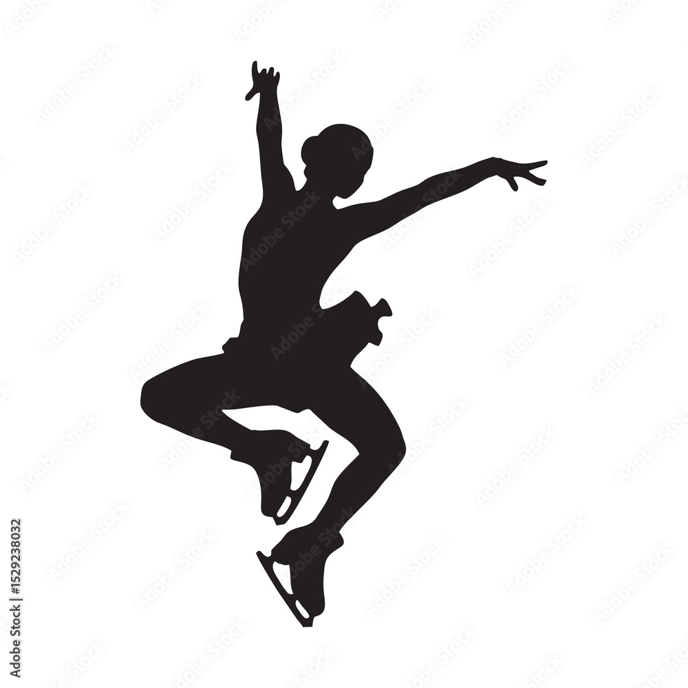 vector silhouette of a female roller skater performing vector silhouette of a female roller skater performing