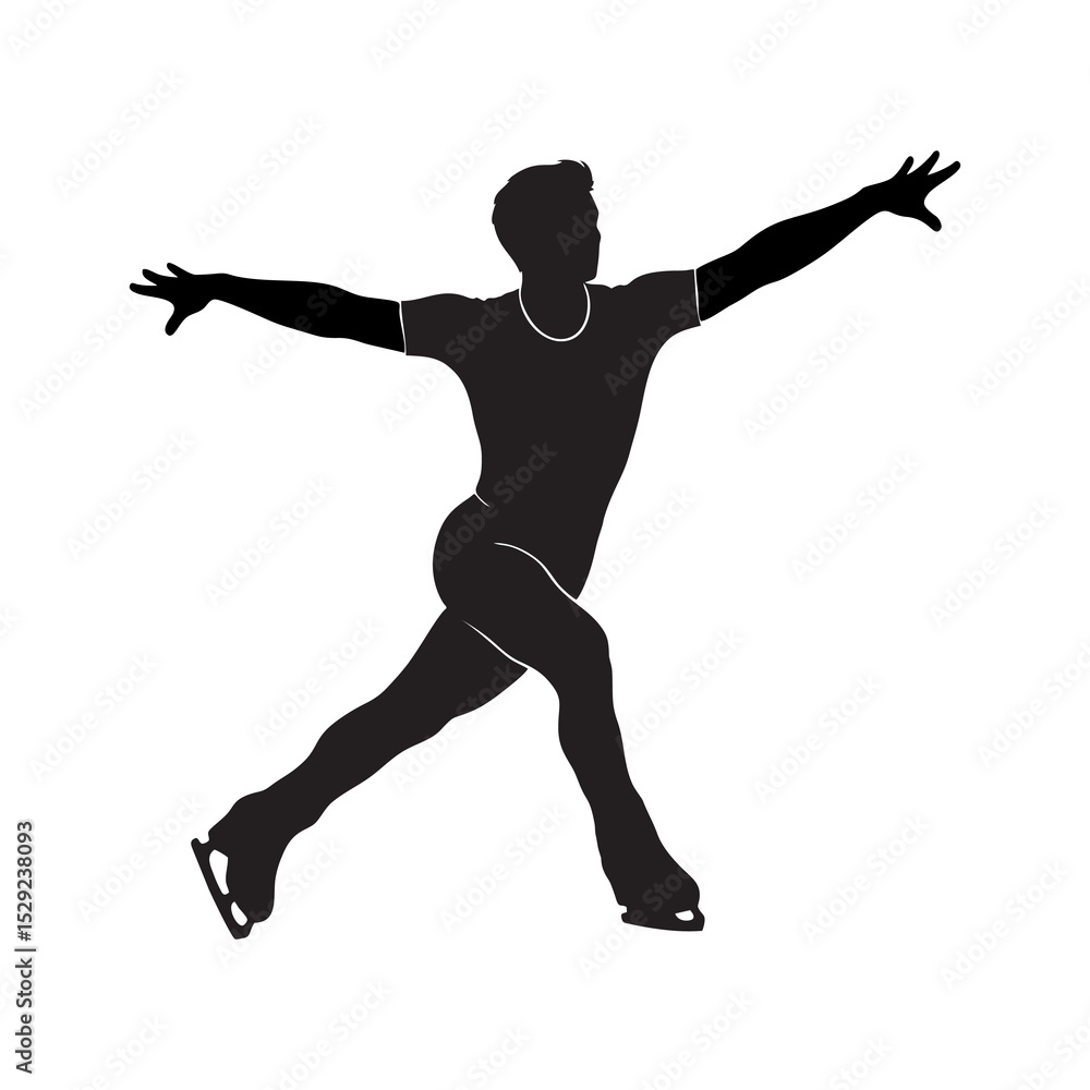 vector silhouette of an ice skater in action vector silhouette of an ice skater in action