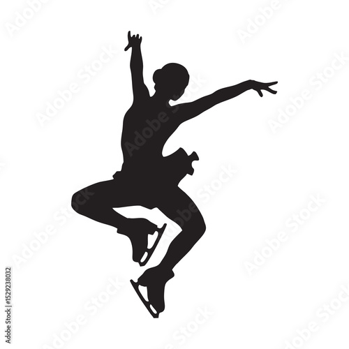 vector silhouette of a female roller skater performing