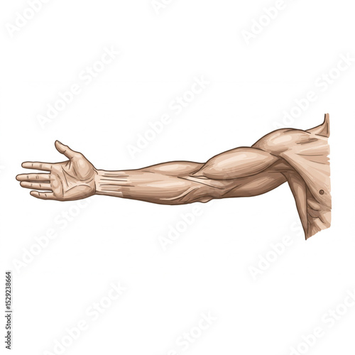 Detailed Anatomy of a Human Arm Muscle Structure Scalable Graphic for Medical Education and Fitness Branding
